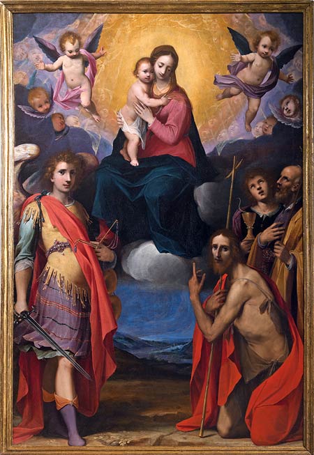 Madonna con bambino, san Michele Arcangelo, San Giovanni Battista e Santi – Donato Mascagni